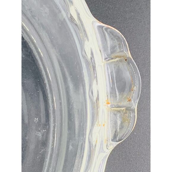 Pyrex Glass Pie Plate Dish Pan 9.5" Round 229 Clear Handles Fluted Edge Stains - Picture 4 of 10